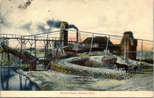 c1910s Galena Kansas Mining Scene Antique Postcard Man Horse Cart, Smoke Stack picture