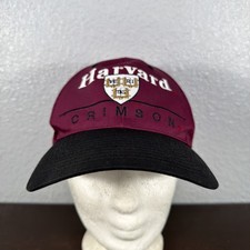 VTG Harvard Crimson Hat Cap Adult Burgundy Snapback Adjustable Twins Ent. Mens picture