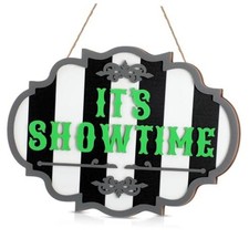 Yousoontic It's Showtime Halloween Door Sign Wooden Horror Decor picture