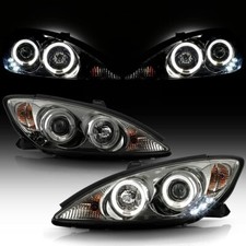 For 2002-2006 Toyota Camry LED Dual Halo Gunmetal Smoke Projector Headlights picture