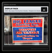 1933 Goudey Big League Chewing Gum Display Pack - Authentic Wrapper, Card, Gum picture
