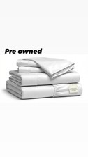 Pre-Owned Queen White 15 Inch Deep Pocket Cotton 4PC Bedding Hotel Style Set picture