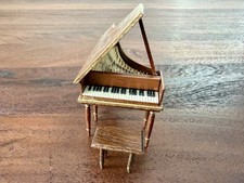 OOAK Signed H. Ford Artisan Dollhouse Miniature Harpsichord & Bench 1:12 Vtg picture