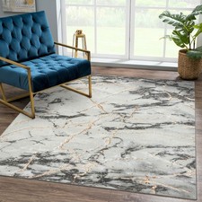 LUXE WEAVERS Ivory Gold 5x7 Marble Abstract Area Rug 2150 Ivory 5x7 picture