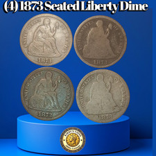 1873 Seated Liberty Dime Lot of 4 No Arrows AG-VG 90% Silver Coins picture