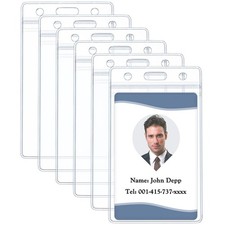 Pawfly 6 Pack Waterproof Badge Holders for Work Travel Cards 10 Pack, Clear picture