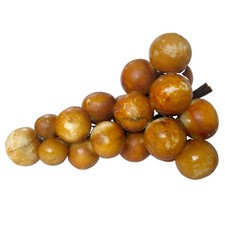 Vintage MCM Italian Alabaster Marble Stone Grape Cluster Amber Orange Wood Stem⁠ picture