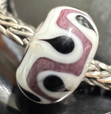Trollbeads White Base Black Teardrops Bead Event Only Unique OOAK picture