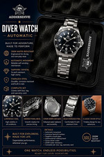 Addiesdive AD2061 Automatic Diver Watch 200m Black Dial SS picture