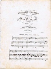 Pilgrim Fathers, Atwill, 201 Broadway, NY,1834-40's antique sheet music picture