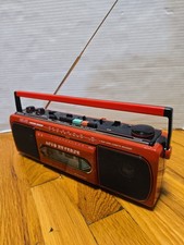 Vintage Sanyo Model MS-330 AM/FM Auto Reverse cassette Player/Recoeder. 9V. Red  picture