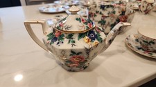 Rare & Stunning 1920s Crown Ducal Ware Chintz Octagon Teapot Sunflowers Roses picture