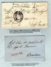 ARGENTINA Covers{2} Red *FRANCA* *PARANA* & *CORDOBA* Red Handstamps 1839 EP429 picture