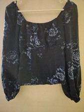 Old Navy Navy Blue Floral Square Neck Blouse Size S picture