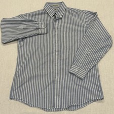 Vintage L.L.Bean Oxford Shirt 16-33 Blue White Stripe Made USA Men’s picture