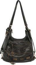 Y2K Vintage Hobo Bag for Women, Vegan Leather Shoulder Purse, Vintage Black picture