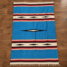 Vintage Handwoven Southwestern Native American Navajo Wool Rug Blanket 60