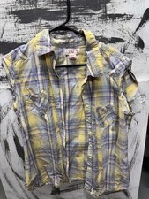 vintage op sleeveless womens 15/17 plaid button up picture
