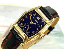 1951 Vintage BULOVA Fancy Case, Stunning BLUE Dial, Serviced & Warranty picture