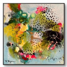 Mary Myers Original Abstract Expressionism 10x10 Colorful Abstract Signed picture