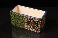 Talavera-Style Ceramic Planter Box 8in Rectangular Boho Succulent Pot Colorful picture
