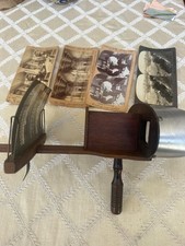 Rare - Antique Stereoscope Viewer with 5 Original Vintage Stereograph Cards picture