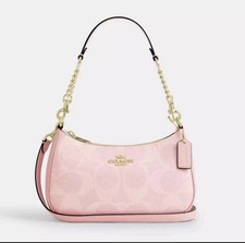 Coach Teri Shoulder Bag Signature Canvas, Powder Pink picture