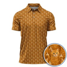 Ginger Cat Pattern Golf Shirt, Funny Cats Golf Polos, Golf Gift For Golfer picture