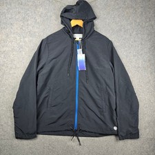 Outerknown Evolution Windbreaker Jacket Mens Large Pitch Black Hooded Nylon NWT picture