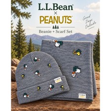 L.L. Bean x Peanuts Gray Snoopy Woodstock Beanie + Scarf Set One Size picture