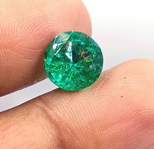 5.59 Ct Natural Certified Colombian Green Emerald Round Cut Loose Gemstone NCH picture
