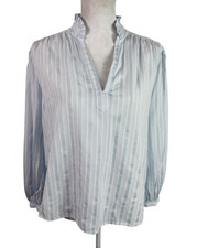 Madewell Women's Oversized S Ruffled Popover Top Blue Striped NWT picture