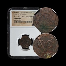 DUTCH EAST INDIES. 1840, 1 Duit - NGC Cert - New York Penny Utrecht Lion 