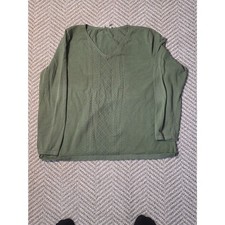Talbots Woman Olive Green V-Neck Cable Knit Sweater Plus Size 2X picture