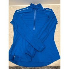 Athleta Womens XL Blue Reflective Quarter Zip Running Top 243315 Thumbholes picture