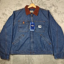 Carhartt Crafted Series Chore Jacket Mens M Medium Blue Denim Sherpa Lined picture