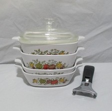 Vintage Corning Ware Spice Of Life petite pans dishes lids handle 7 PIECE SET picture
