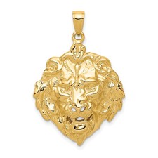 Lion Head Pendant 30x24mm 14k Yellow Gold Men's Animal Solid picture