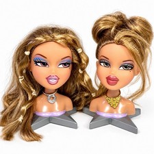 2005 Bratz Head Gamez Yasmin V1 V3 Fashion Head Lot 1st Edition MGA Necklaces picture
