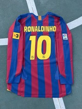 2005 Nike FC Barcelona Ronaldinho 10 Reissue Long Sleeve Home Jersey BNWT picture