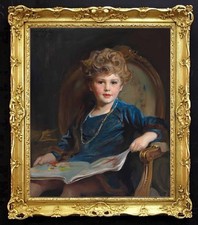Hand Painted Classical Oil Painting Boy Portrait Art Canvas Wall Vintage Style picture