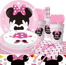 91Pcs Pink Mouse Party Supplies Tableware Set Cartoon Birthday Decorations picture