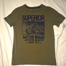 Vintage  Men's XL Crew Neck Short Sleeve Motorcycle Tee Green picture