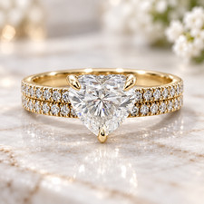 1.80 Ct Heart Cut Lab Grown Diamond Bridal Ring Set Wedding Ring 14k Yellow Gold picture