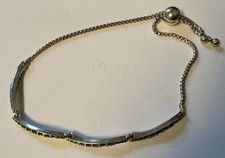 Authentic Pandora Sterling Silver Teal Crystal Bolo Adjustable Slider Bracelet picture