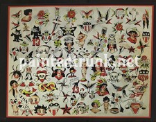 antique 1930s owen jensen badass money maker folk art tattoo flash 18x24giclee picture