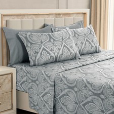 Luxury Deep Pocket 6 Piece Bed Sheet Set 1800 Series Hotel Comfort Paisley Sheet picture