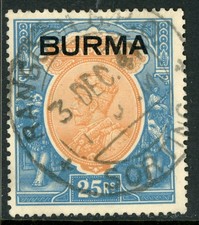 GANDALF - British Colony 1937 Bahrain KGV 25Rs Orange & Blue SG #18 VFU J319 picture