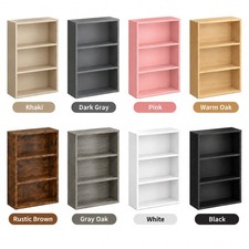 3 Tier Small Home Office Bookshelf Slim Wood Bookcase Storage Organizer Shelves picture