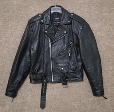 Wilsons The Leather Experts Men's Black Leather Button Zip Mid-Length Jacket M picture